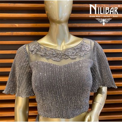 Grey Net Saree