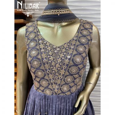 Purple Chinon and Net Anarkali Suit