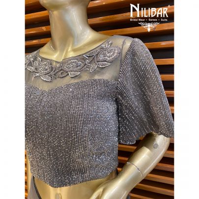 Grey Net Saree