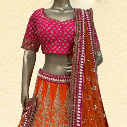 Shaded Orange & Pink Navratri Lehenga Choli 2921LG03