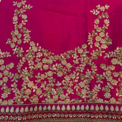 Orange and Magenta Silk Lehenga