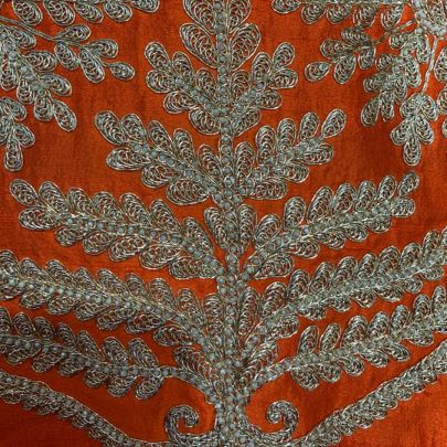 Orange and Magenta Silk Lehenga
