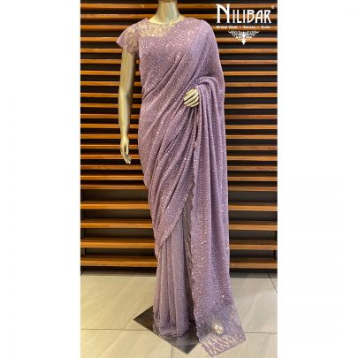 Lilac Net Saree