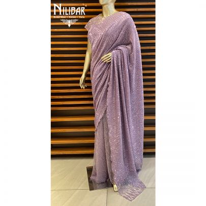 Lilac Net Saree