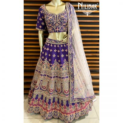 Purple Silk Bridal Lehenga