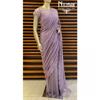 Lilac Net Saree