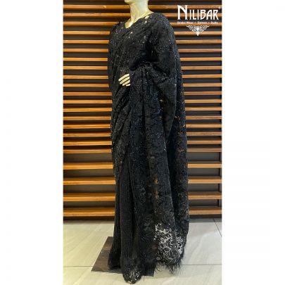 Black Net Saree