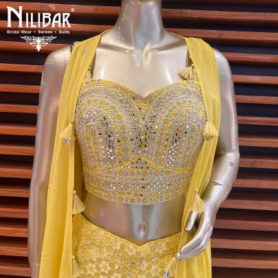 Yellow Georgette Indo Western Set