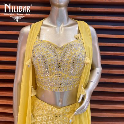Yellow Georgette Indo Western Set