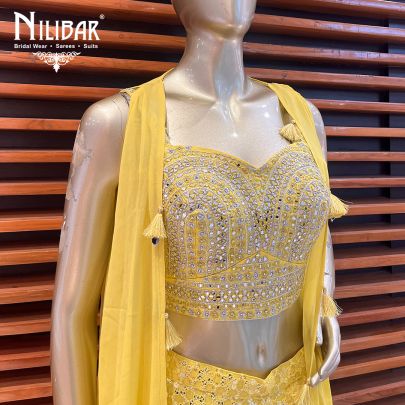 Yellow Georgette Indo Western Set