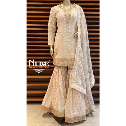 Off White Georgette Garara Suit