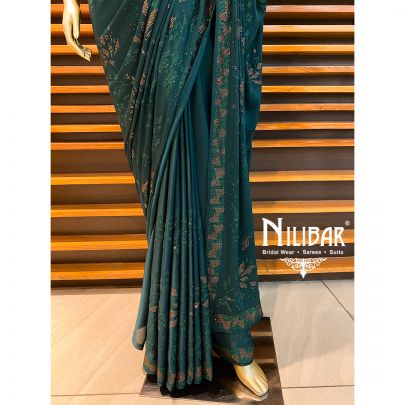 Bottle Green Satin Saree