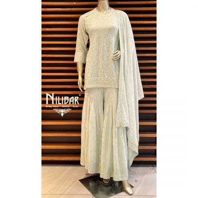 Mint Green Georgette Sharara Suit