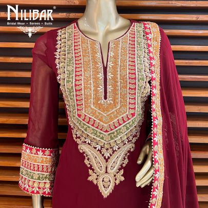 Mehroon Georgette Pant Suit