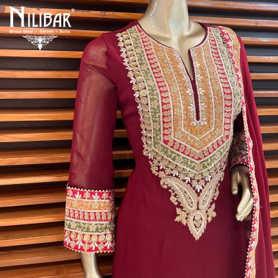 Mehroon Georgette Pant Suit
