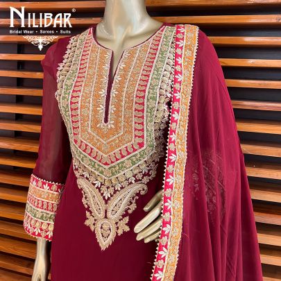 Mehroon Georgette Pant Suit