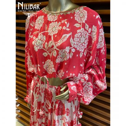 Punch Pink Satin Floral Co-ord Set