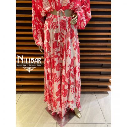 Punch Pink Satin Floral Co-ord Set