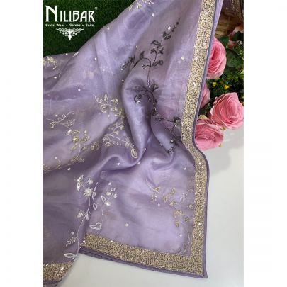 Lilac Organza Unstitched Suit
