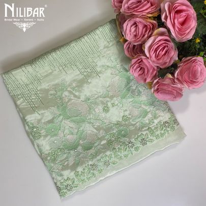 Tea Green Crepe Unstitched Suit