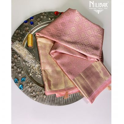 Rose pink Silk Kanjivaram Saree