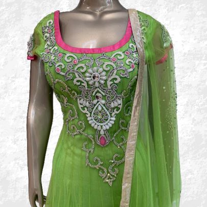Parrot Green Anarkali Suit