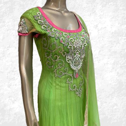 Parrot Green Anarkali Suit