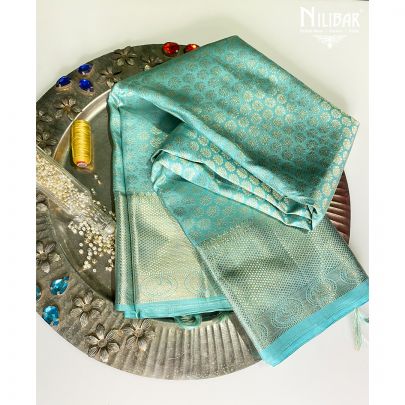 Tiffany Blue Silk Kanjivaram Saree