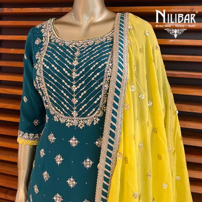 Bottle Green Georgette Garara Suit