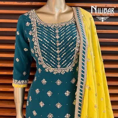 Bottle Green Georgette Garara Suit