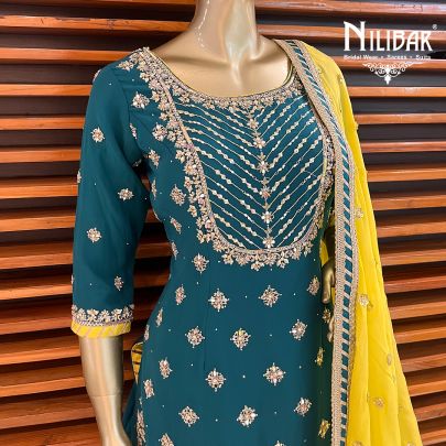 Bottle Green Georgette Garara Suit
