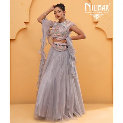 Dove Purple Organza Lehenga
