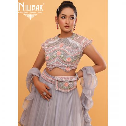 Dove Purple Organza Lehenga