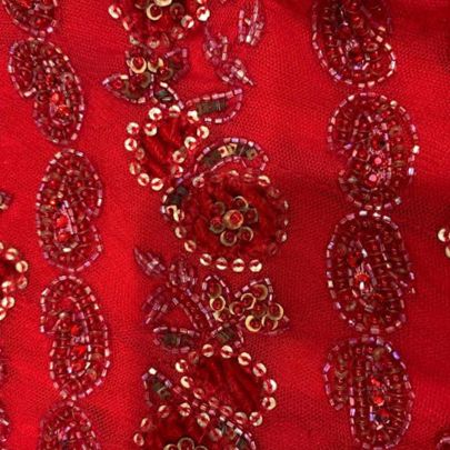 Red Net Anarkali Suit