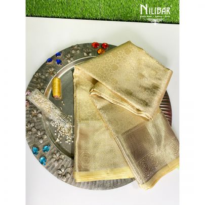 Cream Silk kanjivaram Saree