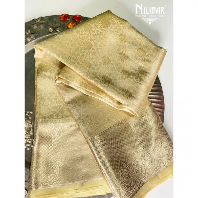 Cream Silk kanjivaram Saree