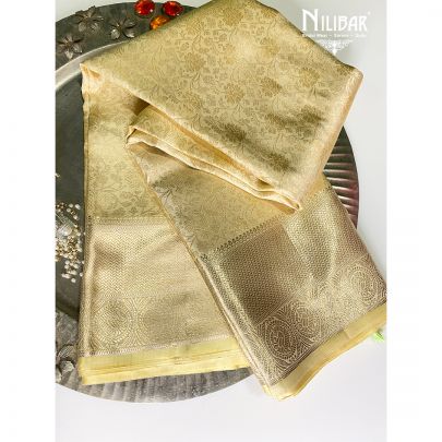 Cream Silk kanjivaram Saree