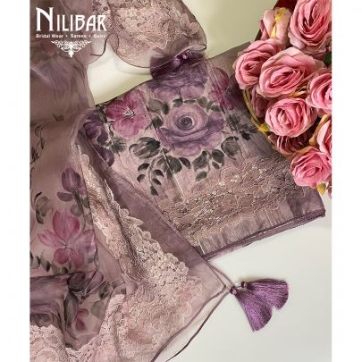 Heather Purple Silk Unstitched Suit