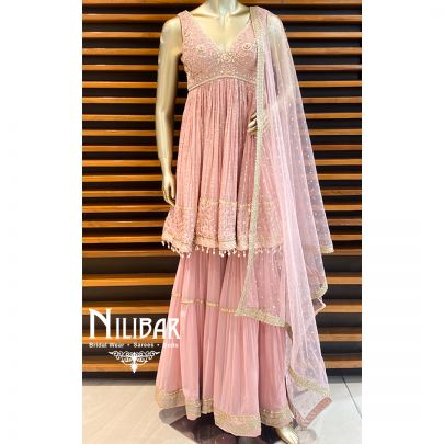 Soft Berry Georgette Sharara Suit