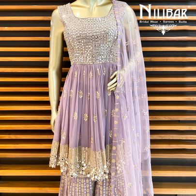Mauve Georgette Sharara Suit