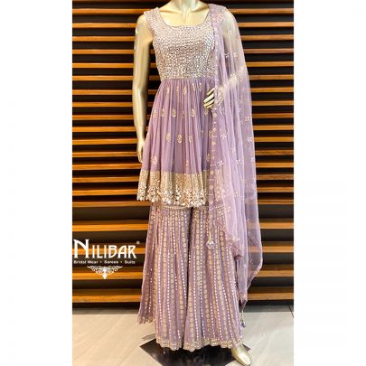 Mauve Georgette Sharara Suit