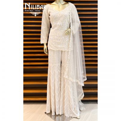 White Net Sharara Suit