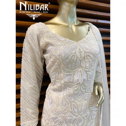 White Net Sharara Suit
