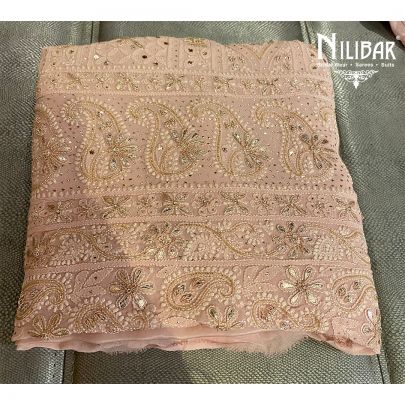 Pink Georgette Chikankari Unstitched Suit