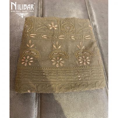 Olive Green Georgette Chikankari Unstitched Suit