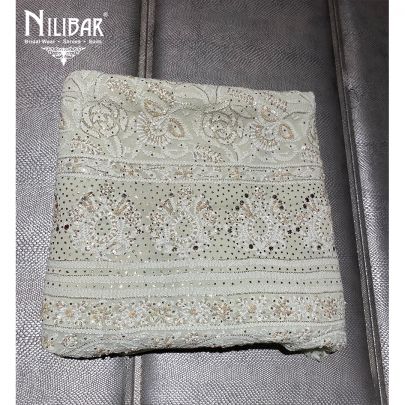 Pista Green Georgette Chikankari Unstitched Suit