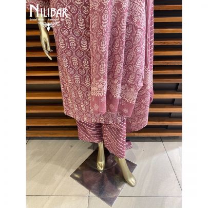 Purple Cotton Kurti Set