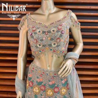 Gold and Green Combo Net Lehenga