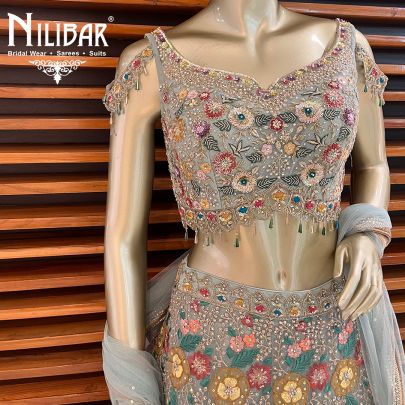 Gold and Green Combo Net Lehenga