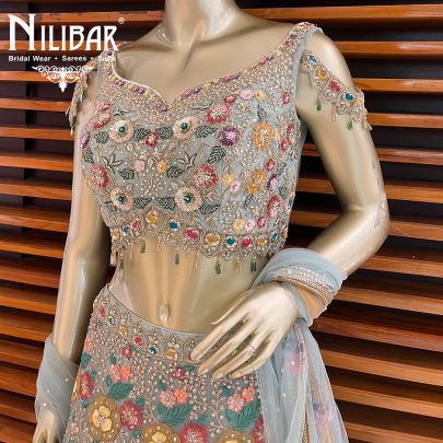 Gold and Green Combo Net Lehenga